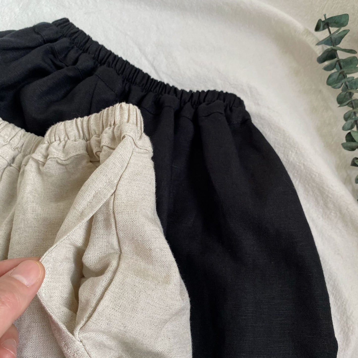 Minimalist Linen Drawstring Wide Shorts リネン ハーフパンツ【mh0013638】