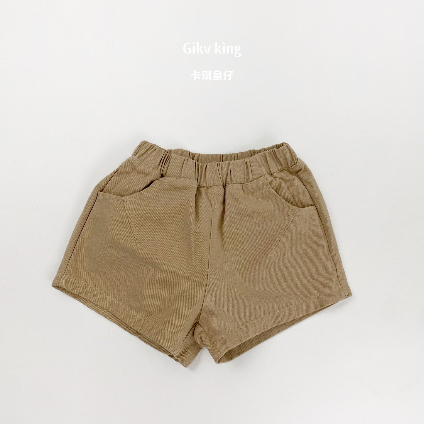 Elastic Waist Solid Casual Shorts 無地 シンプル ショートパンツ【mh0012827】