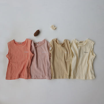 Paris Embroidered Textured Cotton Vest 刺繍 ノースリーブTシャツ【mh0012628】