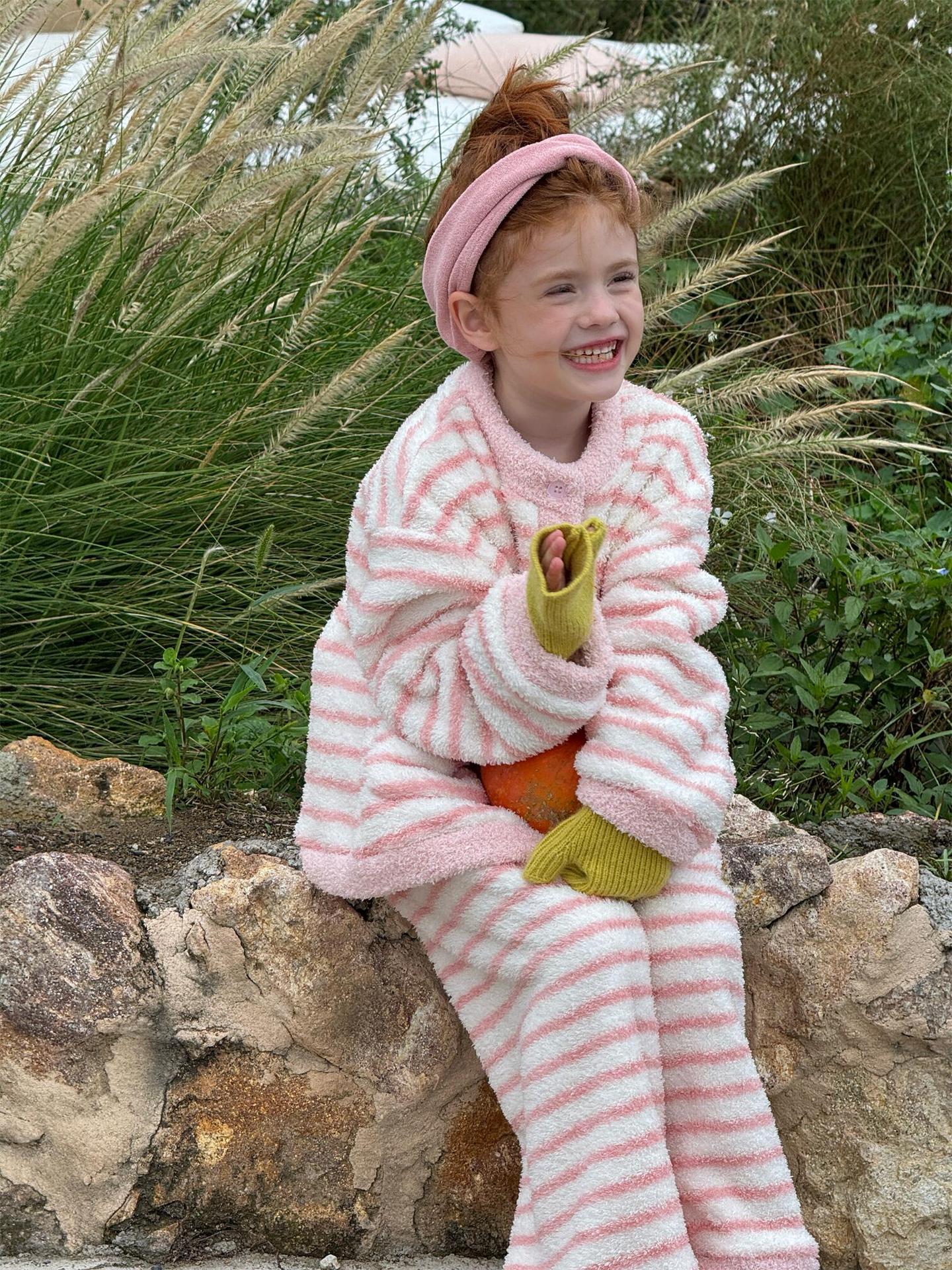 ルームウェア ボーダー もこもこフリース パジャマセットアップ 2点セット【mh0011745】