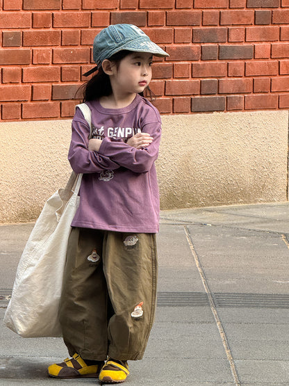 -ペンギン柄プリントTシャツ ロゴ入り長袖トップス【mh0011055】 - mamahalo shop - 長袖Tシャツ -  べビー服 - 子供服 - 男の子 - 女の子