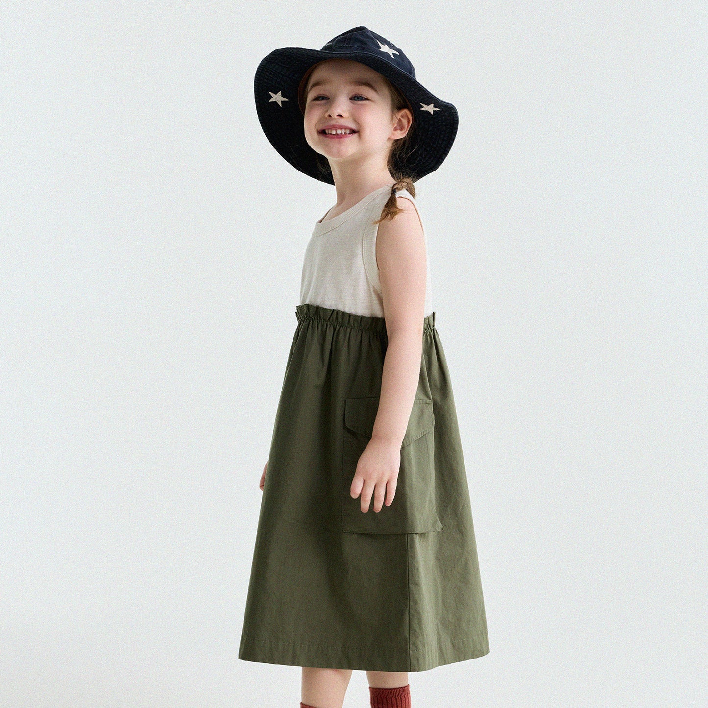 Cargo Pocket Cotton Dress ワークテイスト ノースリーブワンピース【mh0013195】