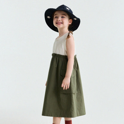 Cargo Pocket Cotton Dress ワークテイスト ノースリーブワンピース【mh0013195】