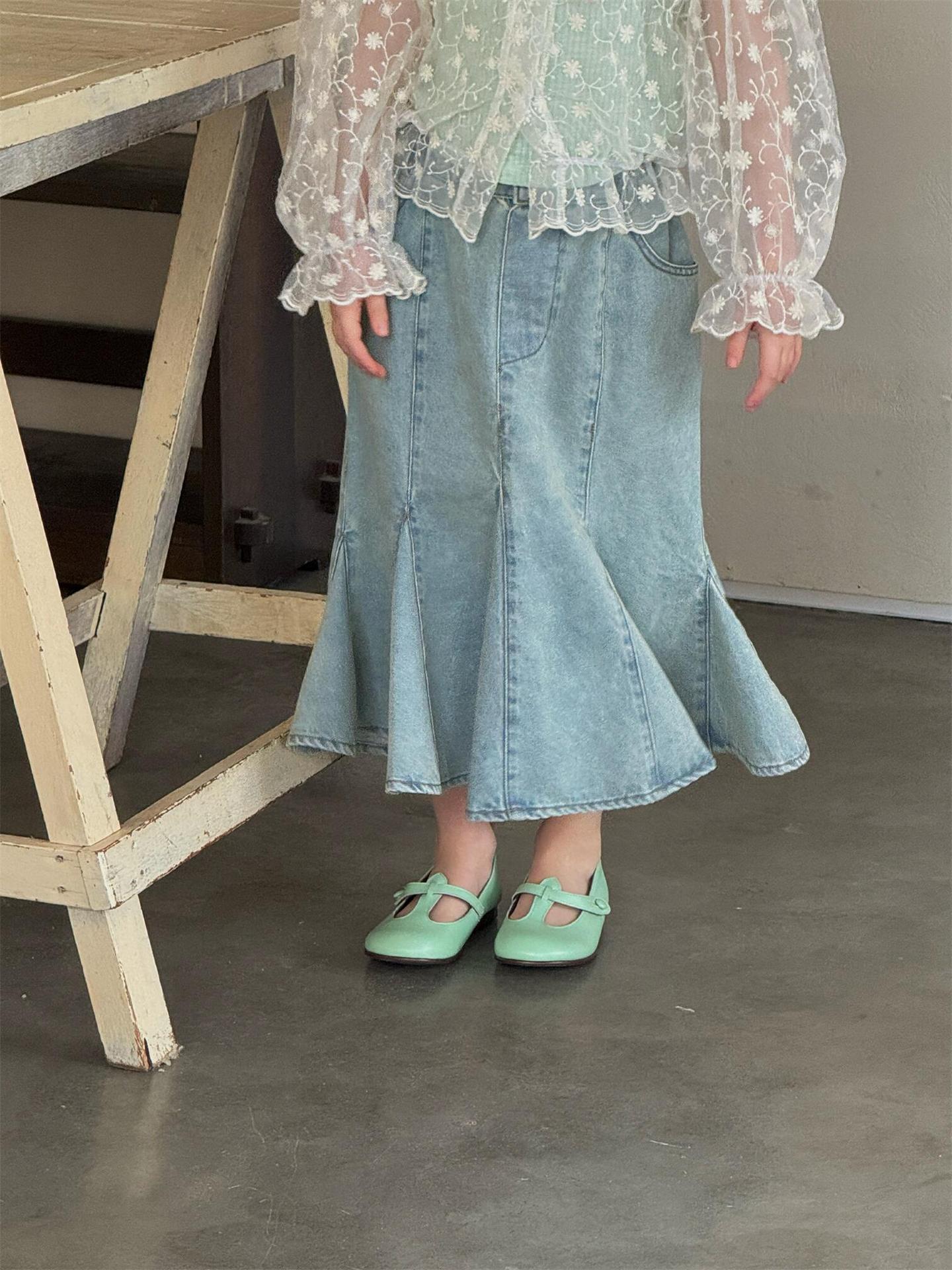 Vintage Wash Denim Skirt Tulip Long Skirt [mh0012882]
