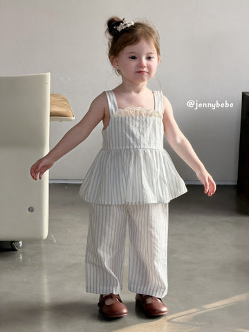 Striped Cami Wide Pants Set ストライプ キャミ ワイドパンツ セット【mh0012529】