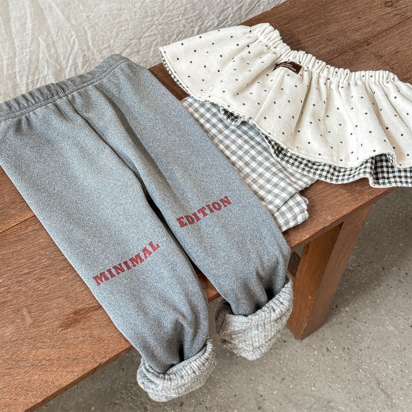 レギンスパンツ 裏起毛 ロゴ刺繍 ドッキング リブ ボトムス【mh0011611】