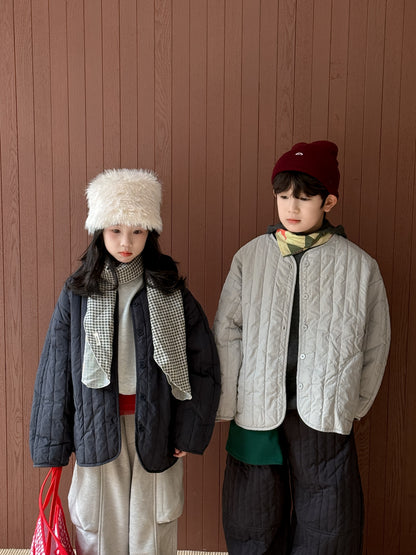 キルティングジャケット キッズ 中綿 厚手 ノーカラー ショート丈 カジュアル アウター【mh0011679】