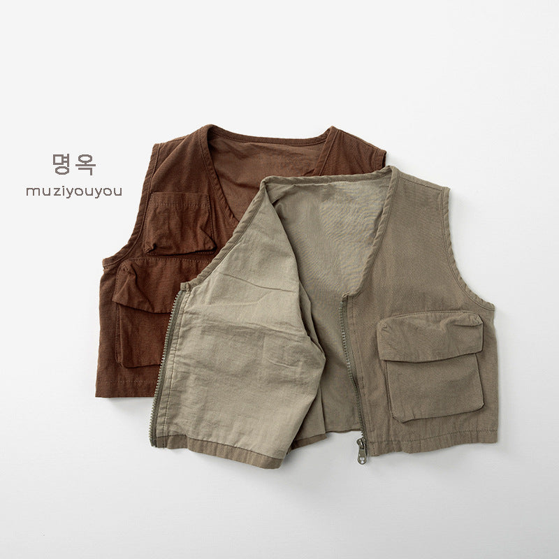 -ビッグポケットフィッシャーマンベスト【mh0010878】 - mamahalo shop - ベスト -  べビー服 - 子供服 - 男の子 - 女の子