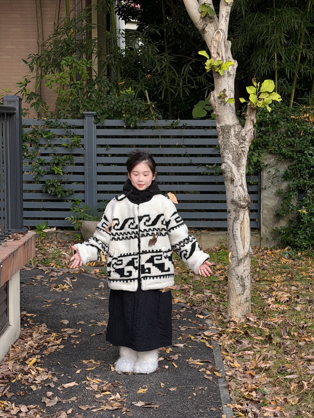 ラムフリースジャケット トライバル柄 ネイティブ柄 フーディコート【mh0011868】