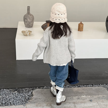 -裾レース付きデニムパンツ ジーンズ【mh0010805】 - mamahalo shop - デニムパンツ -  べビー服 - 子供服 - 男の子 - 女の子