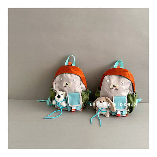 ベビーキッズリュック バックパック カラーブロック 鞄 バッグ【mh0011822】