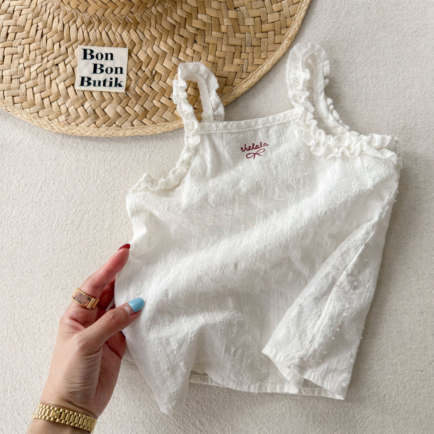 Sleeveless Lace Ruffle Camisole ストライプ キャミソール【mh0013453】