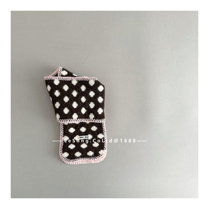 キッズ マフラー ドット柄 ボア フリース 厚手 防寒 スヌード【mh0011599】