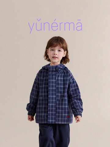 Chaqueta con capucha a cuadros bordada para niños/jóvenes [mh0014250]