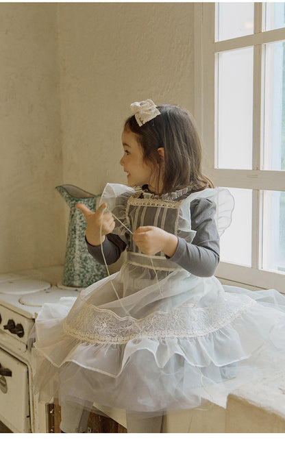 -襟元フリル長袖Tシャツ レース切り替えブラウス【mh0010832】 - mamahalo shop - 長袖Tシャツ -  べビー服 - 子供服 - 男の子 - 女の子