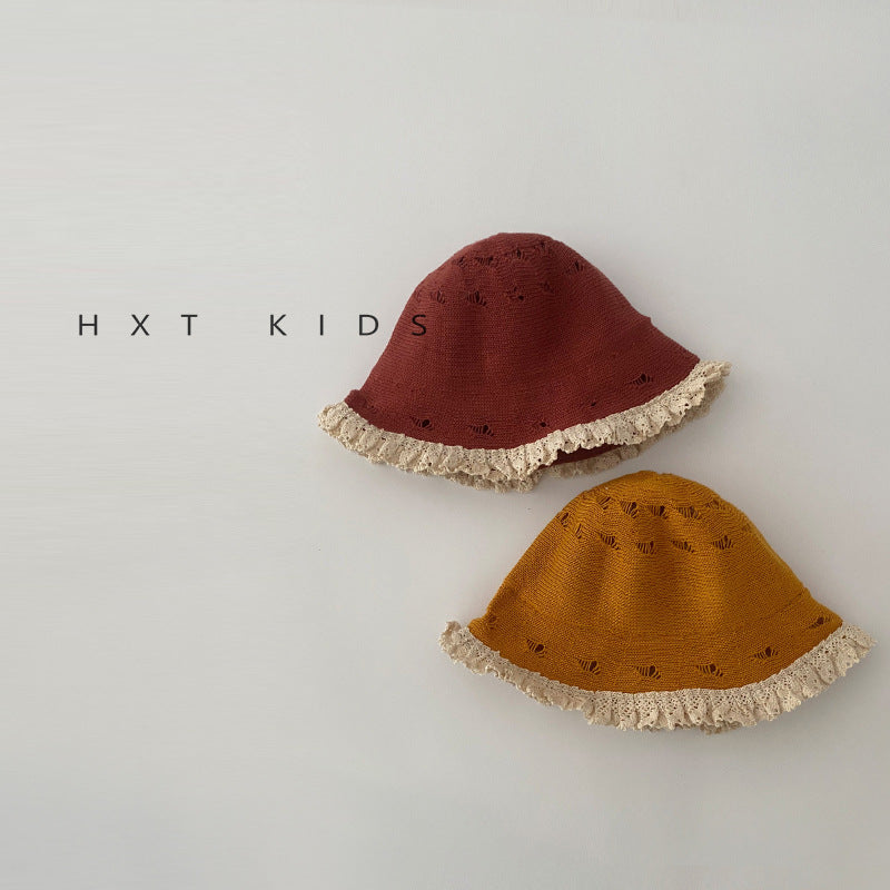 Sombrero tipo pescador calado con encaje para niños【mh0001869】