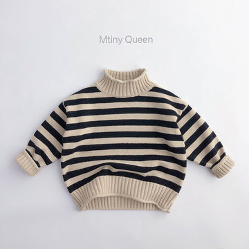 Suéter de punto de cuello alto a rayas para niños【mh0000298】