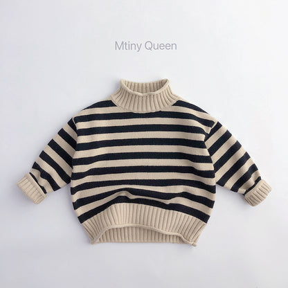 Stripe Mock Neck Knit Sweater ボーダー ハイネックセーター【mh0000298】
