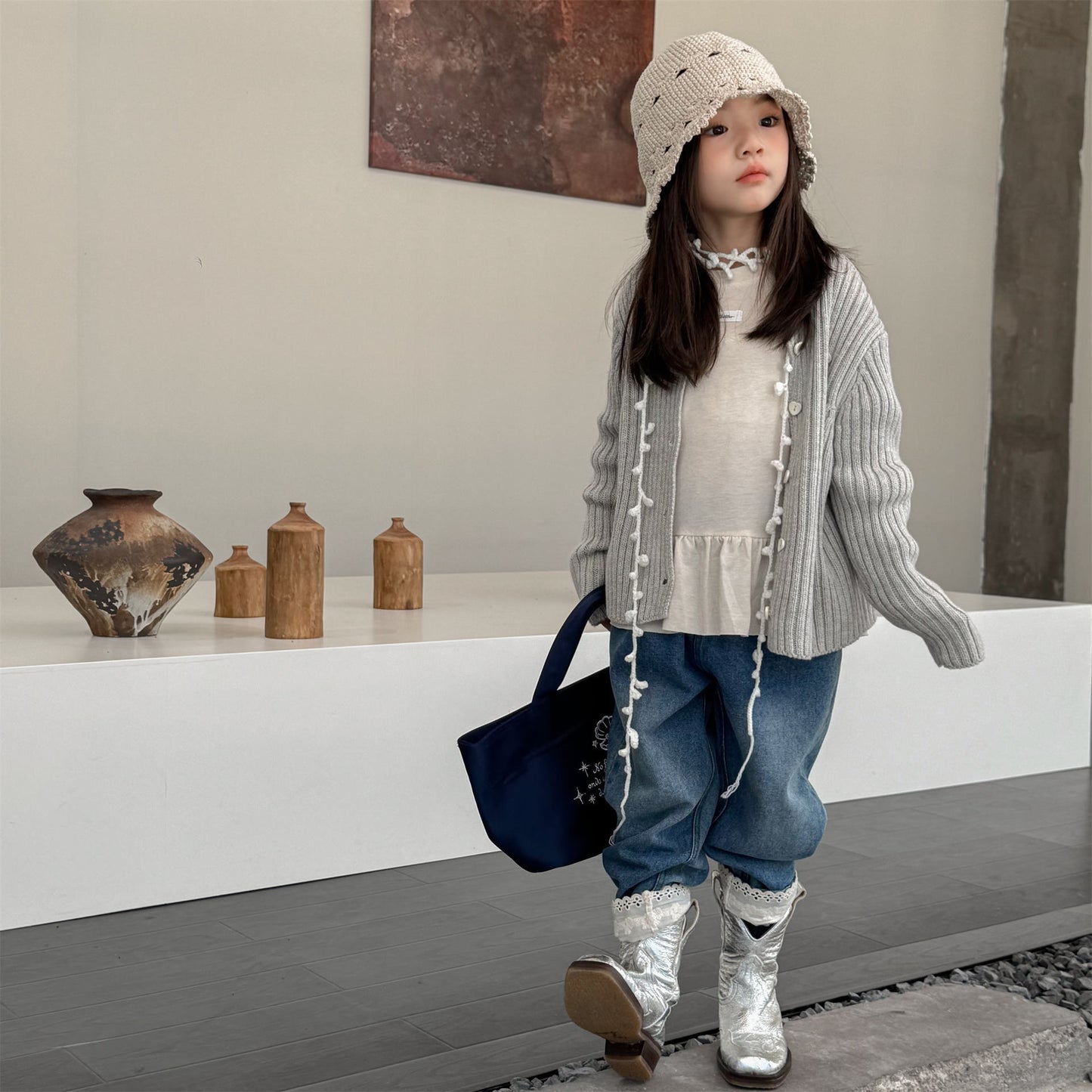 -裾レース付きデニムパンツ ジーンズ【mh0010805】 - mamahalo shop - デニムパンツ -  べビー服 - 子供服 - 男の子 - 女の子