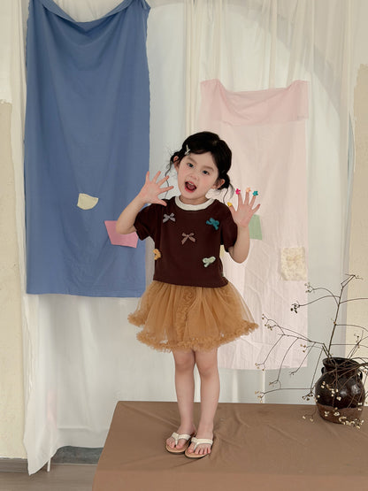Multi-Bow Layered Neck T-Shirt リボンモチーフ 半袖Tシャツ【mh0013115】