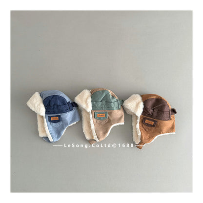 キッズ帽子 裏ファーフリース ベルトデザイン 耳当て付き フライトキャップ【mh0011840】