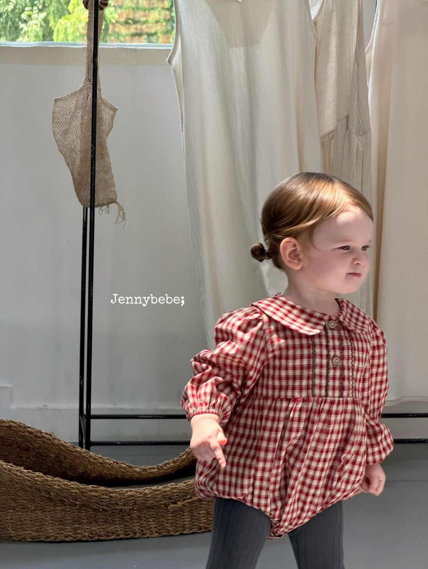 Baby Plaid Peter Pan Collar Long Sleeve Romper [mh0013888]