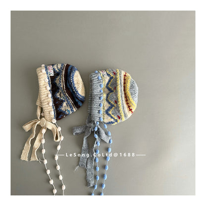 キッズ帽子 ニット タッセル フェアアイル ニットキャップ【mh0011807】