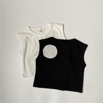 Geometric Back Patch Tank Top まるパッチ ノースリーブトップス【mh0013637】