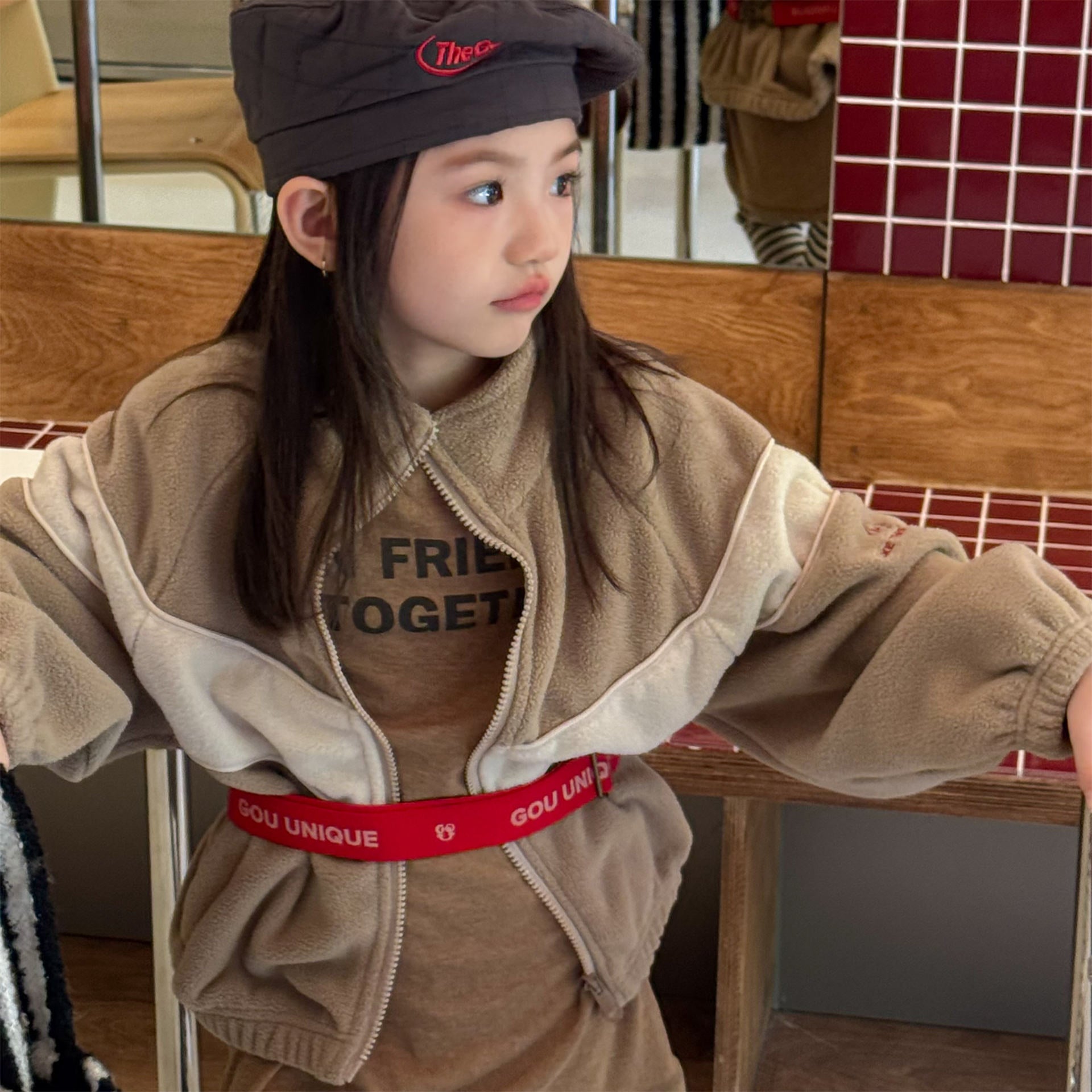 -バイカラージップアップフリースジャケットブルゾン裏起毛防寒アウター【mh0010912】 - mamahalo shop - ショートコート・ジャケット・ジャンパー -  べビー服 - 子供服 - 男の子 - 女の子