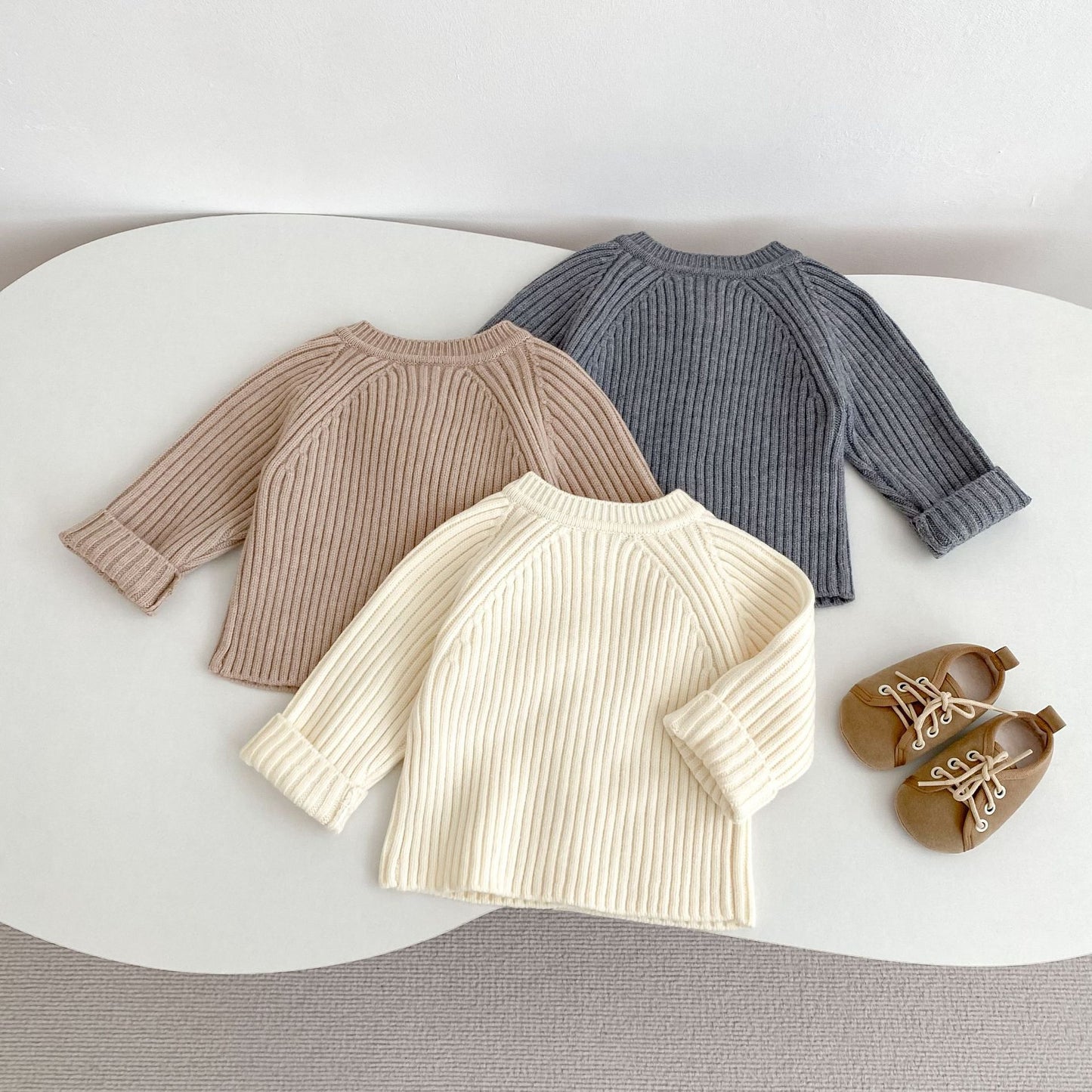 -ワイドリブ編みニットカーディガン長袖トップス【mh0010839】 - mamahalo shop - カーディガン・パーカー -  べビー服 - 子供服 - 男の子 - 女の子