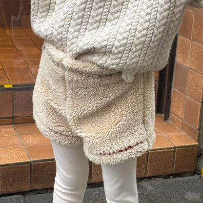 -ボアショートパンツカラーステッチもこもこあったかボトムス【mh0010910】 - mamahalo shop - ハーフパンツ・ショートパンツ -  べビー服 - 子供服 - 男の子 - 女の子