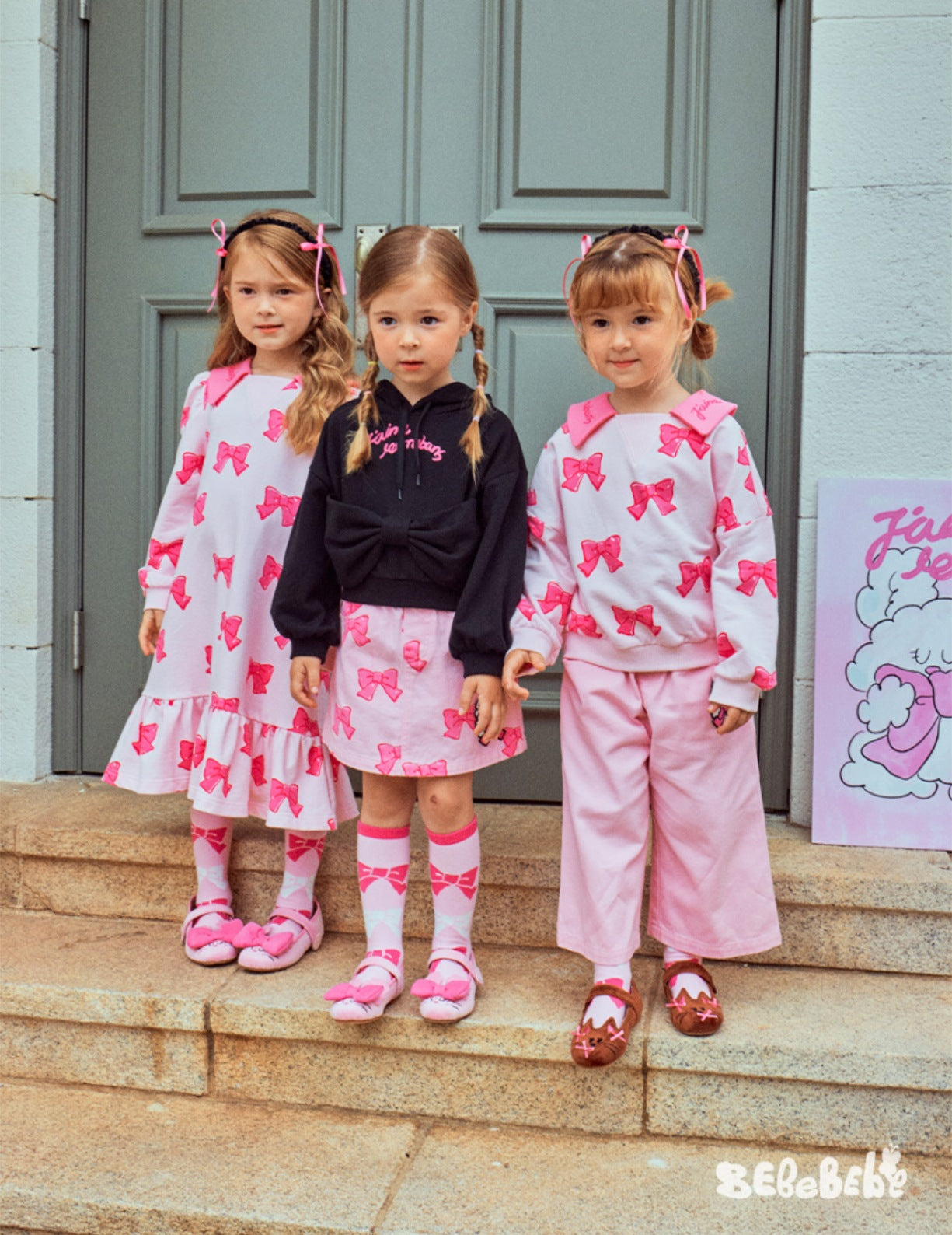 -リボン柄ニットカーディガン/フリルティアードワンピース/リボン柄フリルスカート【mh0010981】 - mamahalo shop - 長袖ワンピース -  べビー服 - 子供服 - 男の子 - 女の子