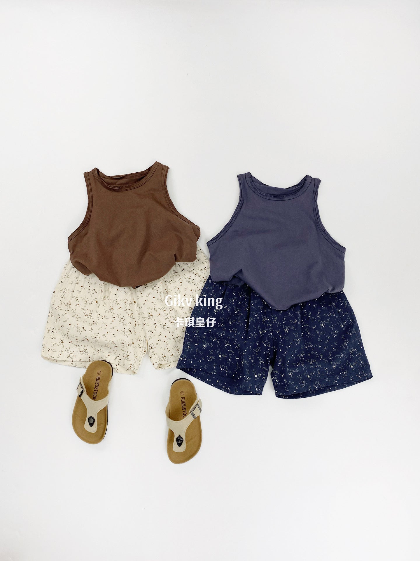 Floral Print Cotton Elastic Waist Shorts 小花柄プリント ハーフパンツ【mh0013480】
