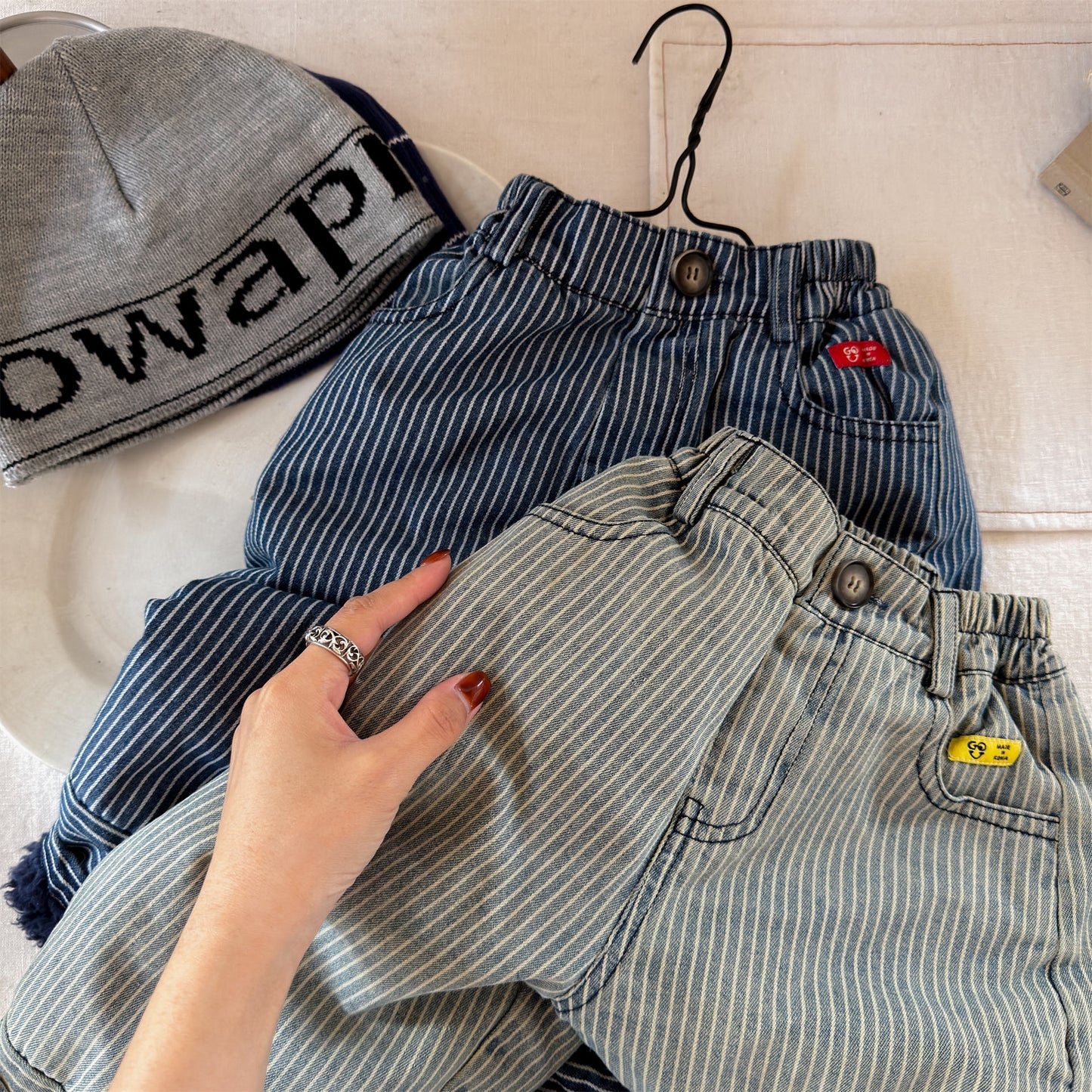 裏ボアデニムパンツ ストライプ 暖パン ジーンズ【mh0011914】