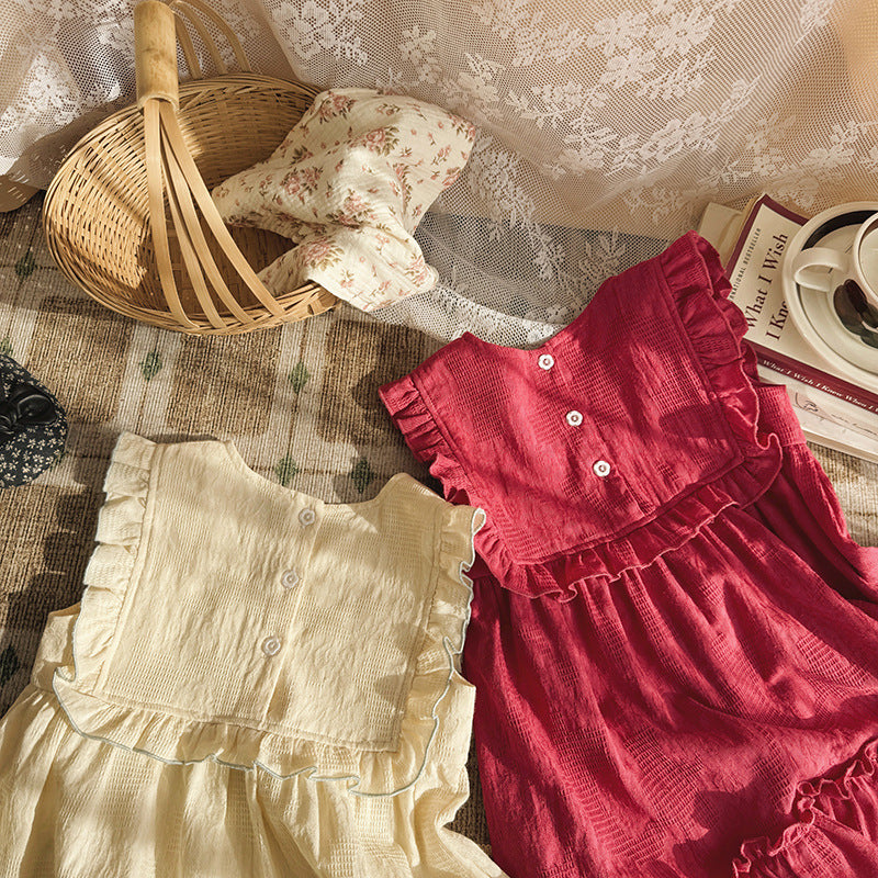 French Vintage Flower Embroidered Dress フレンチ ノースリーブワンピース【mh0013654】