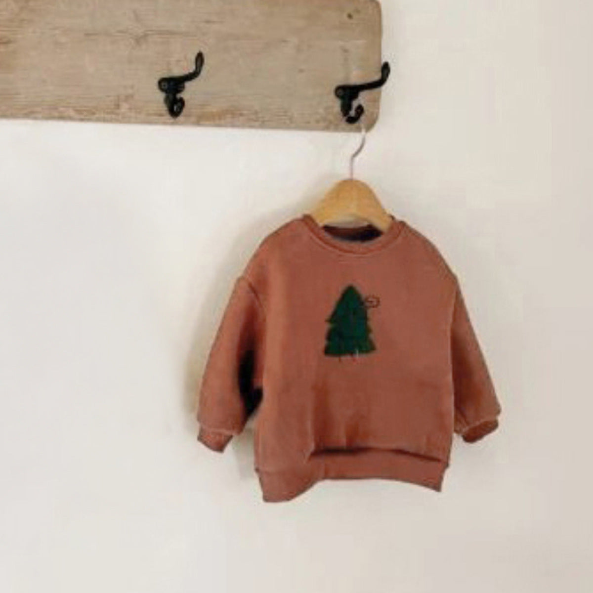 長袖スウェットトレーナー クリスマスツリーモチーフ 裏起毛 プルオーバー トップス【mh0011631】