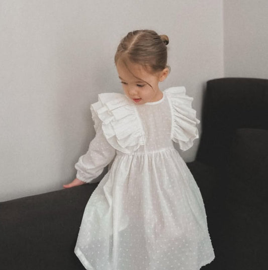 Vestido infantil británico estilo JK, de algodón con jacquard afelpado y manga larga, para primavera y otoño de 2027, INS, niñas rusas【mh0014748】