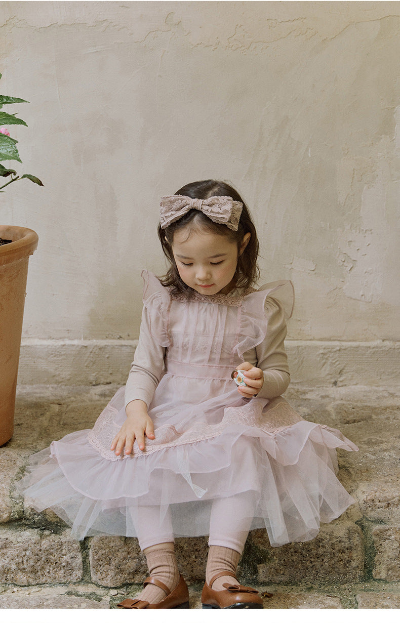 -襟元フリル長袖Tシャツ レース切り替えブラウス【mh0010832】 - mamahalo shop - 長袖Tシャツ -  べビー服 - 子供服 - 男の子 - 女の子