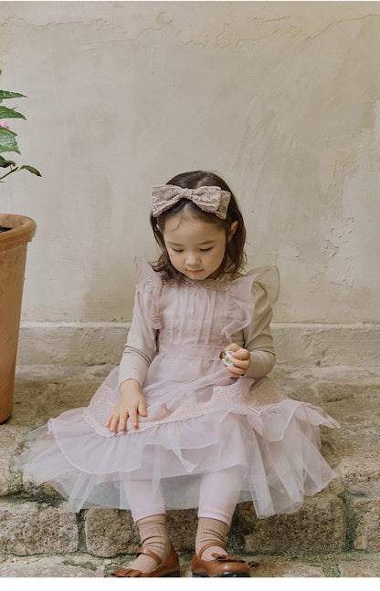 -襟元フリル長袖Tシャツ レース切り替えブラウス【mh0010832】 - mamahalo shop - 長袖Tシャツ -  べビー服 - 子供服 - 男の子 - 女の子