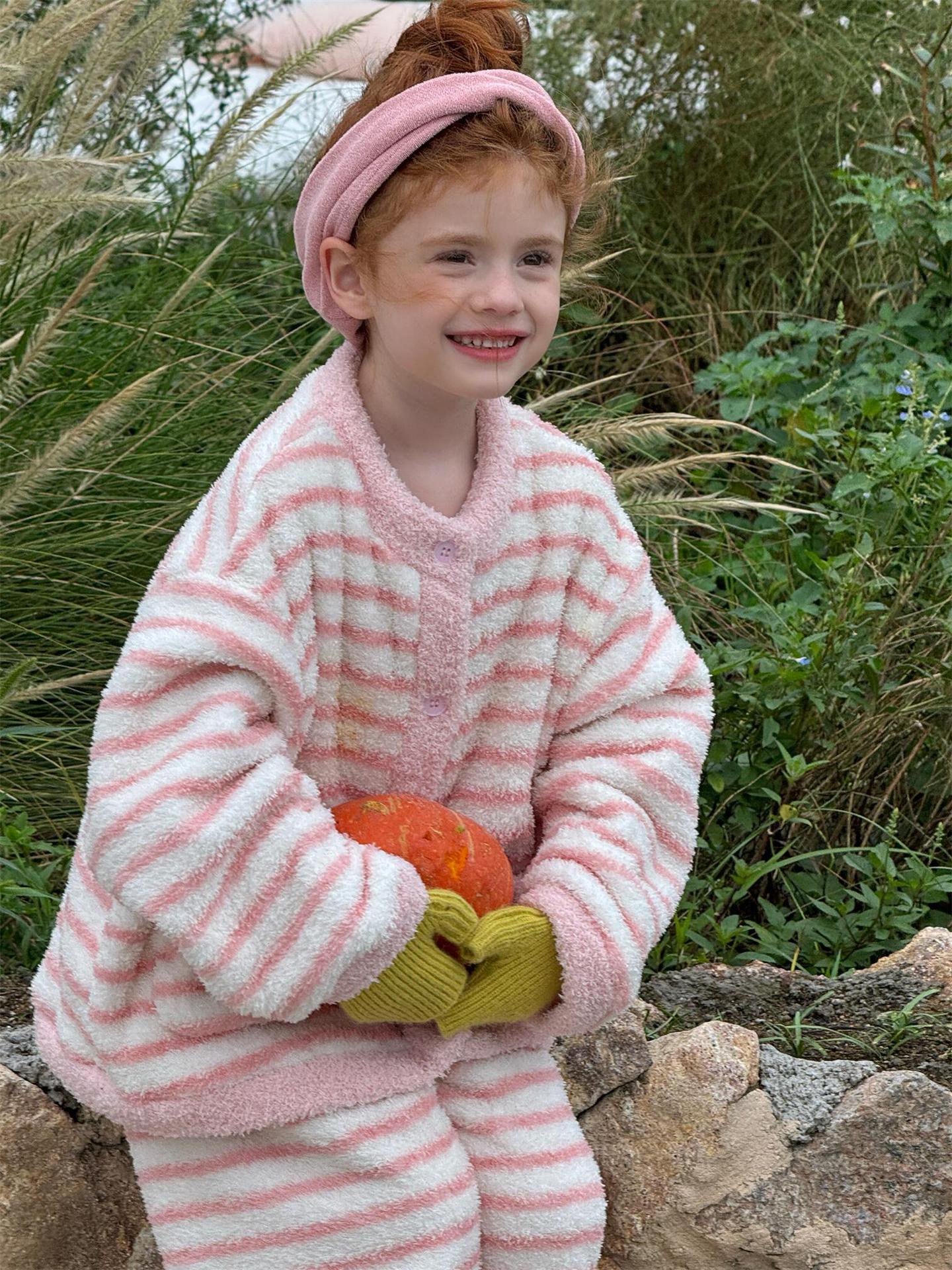 ルームウェア ボーダー もこもこフリース パジャマセットアップ 2点セット【mh0011745】