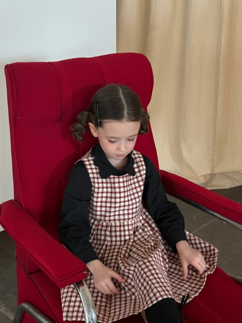 Kids' Plaid Pleated Sleeveless Jumper Dress