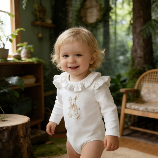 Rabbit Print Ruffle Romper うさぎ プリント ロンパース【mh0012502】