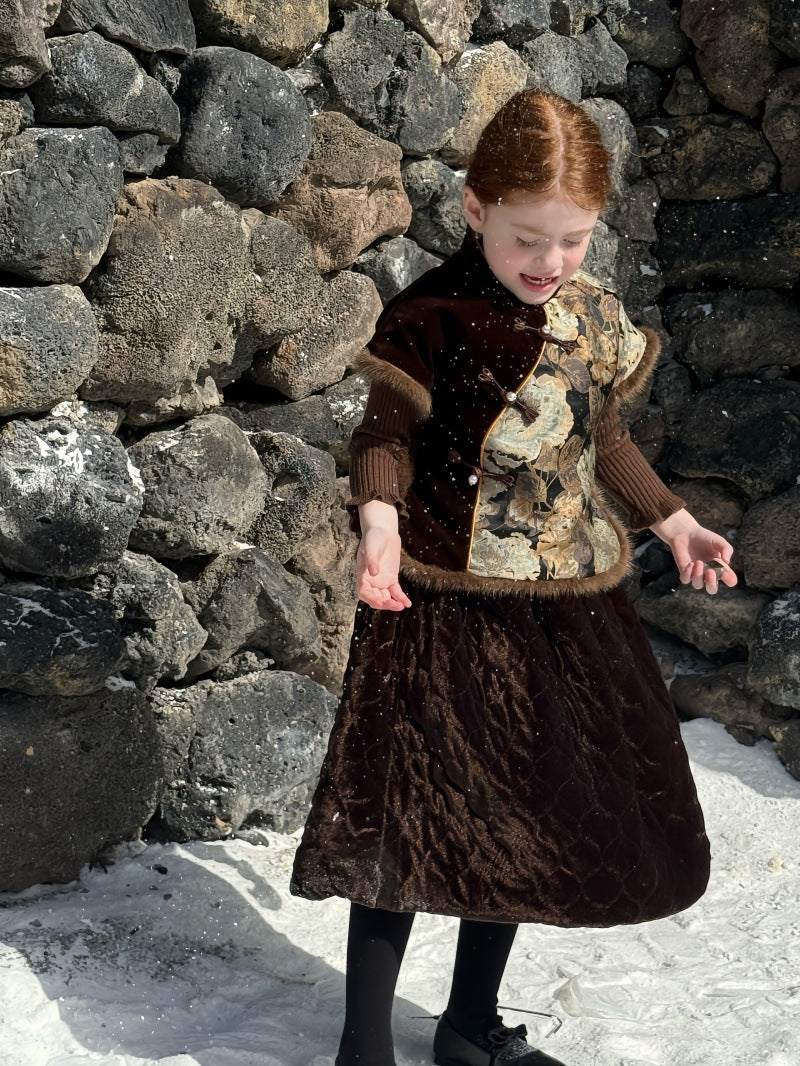 キルトスカート キルティング ビーズ刺繍【mh0011883】