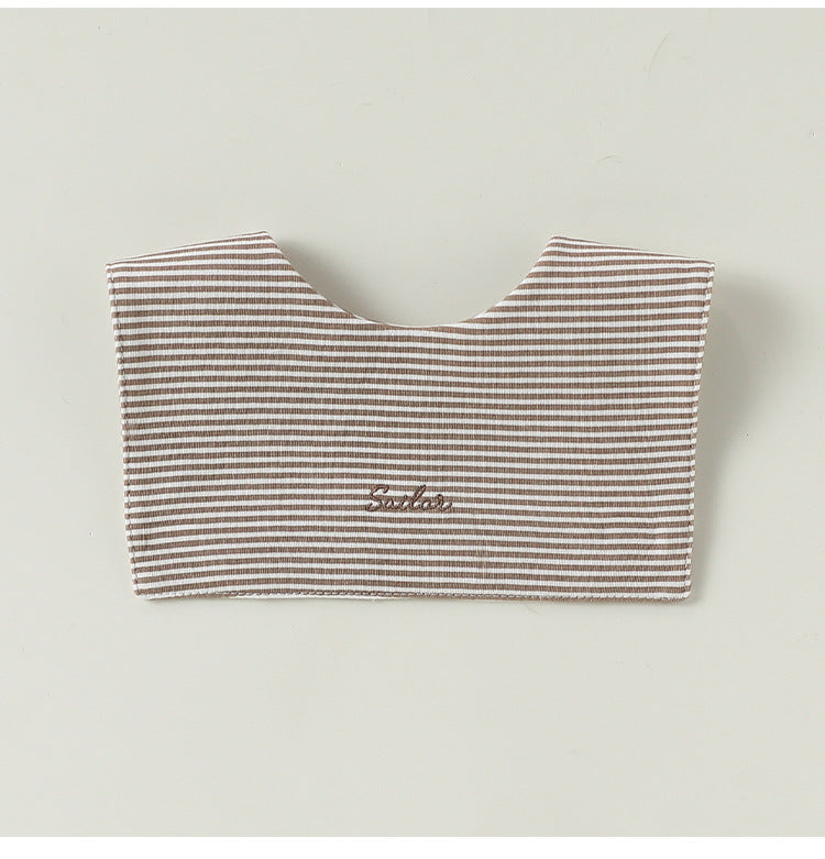 Embroidered Sailor Collar Striped Bib ボーダー セーラースタイ つけ襟【mh0013504】