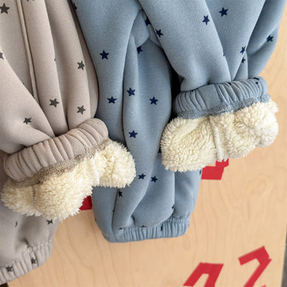 裏ボアスウェットパンツ 星スタープリント 暖パン ジャージ【mh0011907】