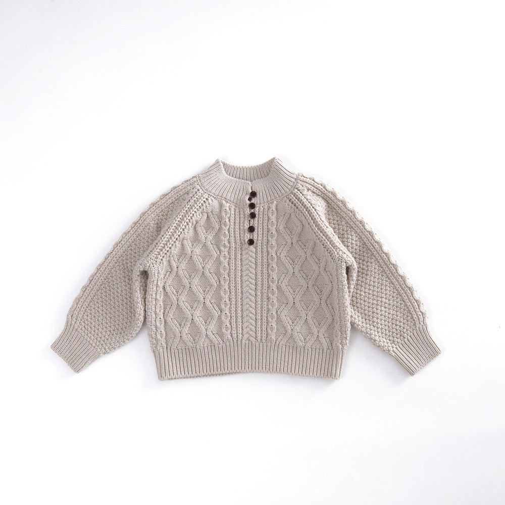-ボタン付きケーブル編みニットセーター【mh0011087】 - mamahalo shop -  -  べビー服 - 子供服 - 男の子 - 女の子