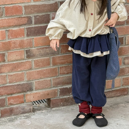 -ビッグフリルスカート付きボアパンツ フリースパンツ【mh0010817】 - mamahalo shop - ロングパンツ・スウェットパンツ -  べビー服 - 子供服 - 男の子 - 女の子