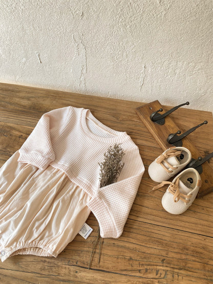 Layered Balloon Romper Beige レイヤード バルーン ロンパース ベージュ【mh0002374】