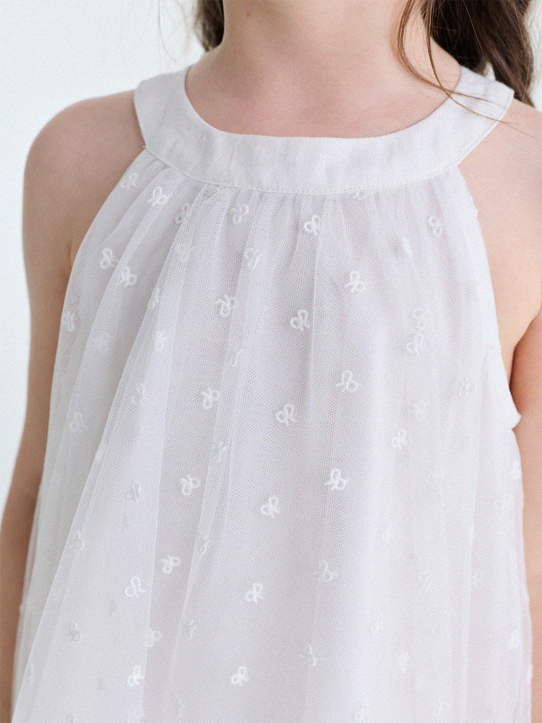 Embroidered Gauze Princess Dress フリル ノースリーブワンピース【mh0013173】