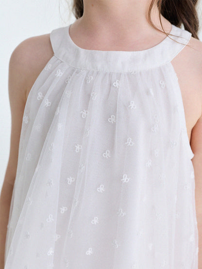 Embroidered Gauze Princess Dress フリル ノースリーブワンピース【mh0013173】